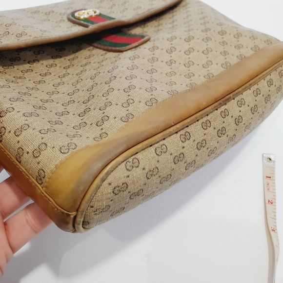 GUCCI authentic Vintage Micro Gucci green web  crossbody shoulder bag - Picture 5 of 16